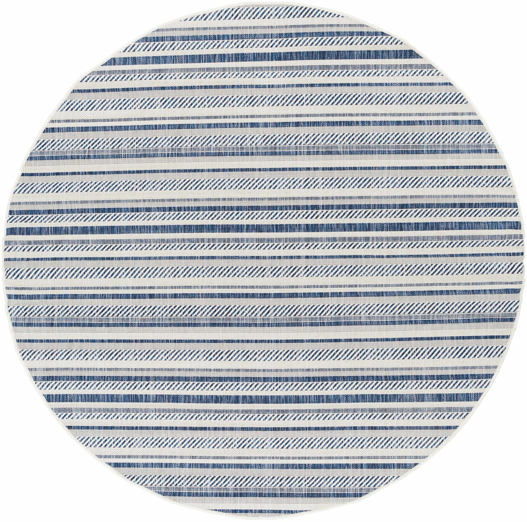 Olin White&Blue Striped Nordic Outdoor Rug - Ornate Home