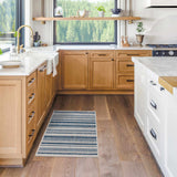 Olin White&Blue Striped Nordic Outdoor Rug - Ornate Home
