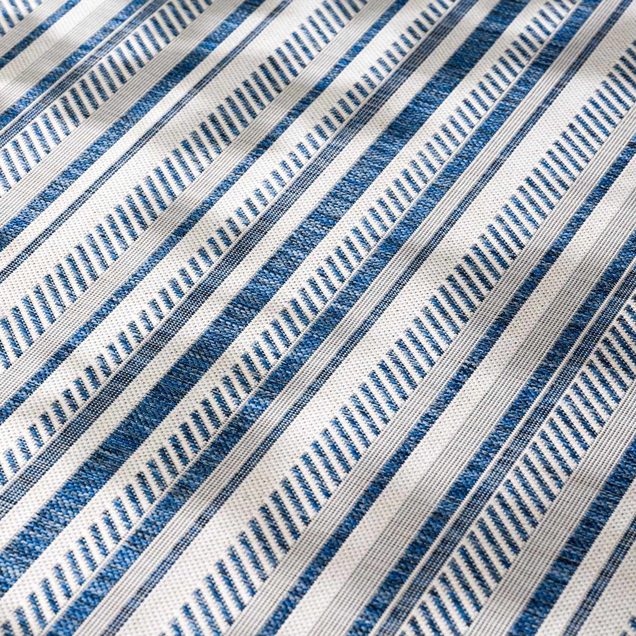 Olin White&Blue Striped Nordic Outdoor Rug - Ornate Home