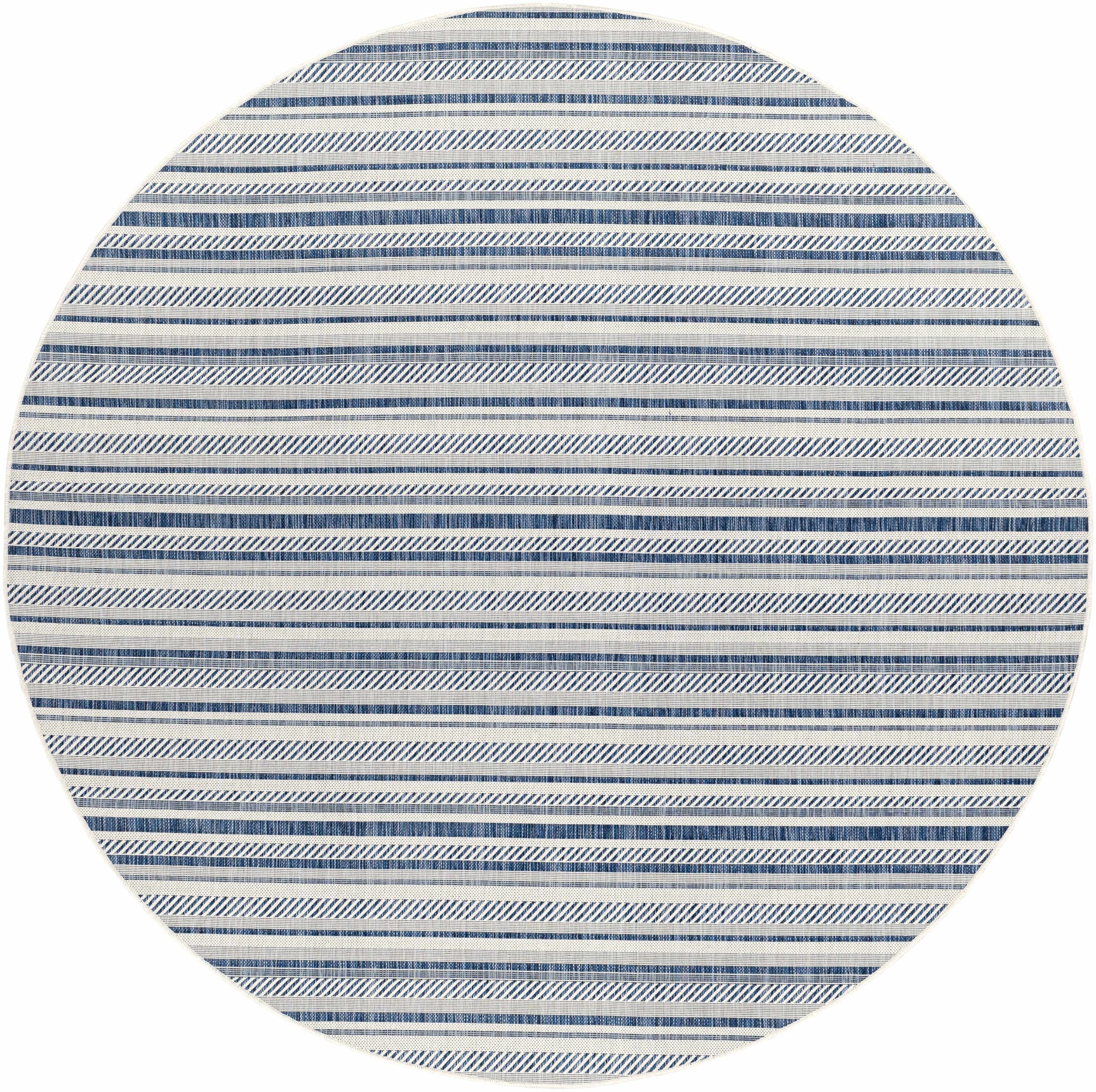 Olin White&Blue Striped Nordic Outdoor Rug - Ornate Home