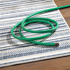 Olin White&Blue Striped Nordic Outdoor Rug - Ornate Home