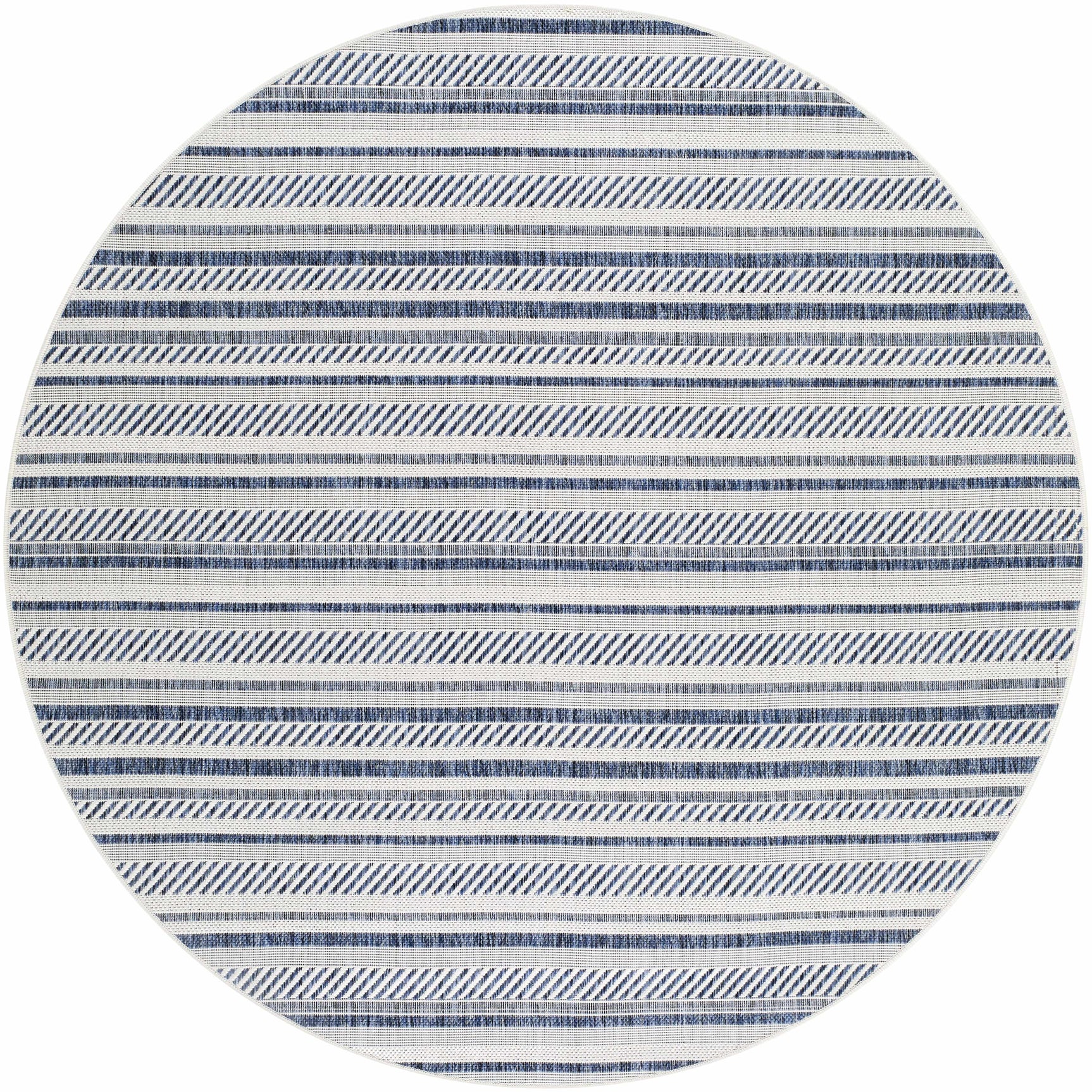 Olin White&Blue Striped Nordic Outdoor Rug - Ornate Home