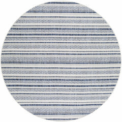 Olin White&Blue Striped Nordic Outdoor Rug - Ornate Home