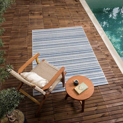 Olin White&Blue Striped Nordic Outdoor Rug - Ornate Home