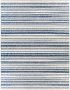 Olin White&Blue Striped Nordic Outdoor Rug - Ornate Home