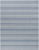 Olin White&Blue Striped Nordic Outdoor Rug - Ornate Home