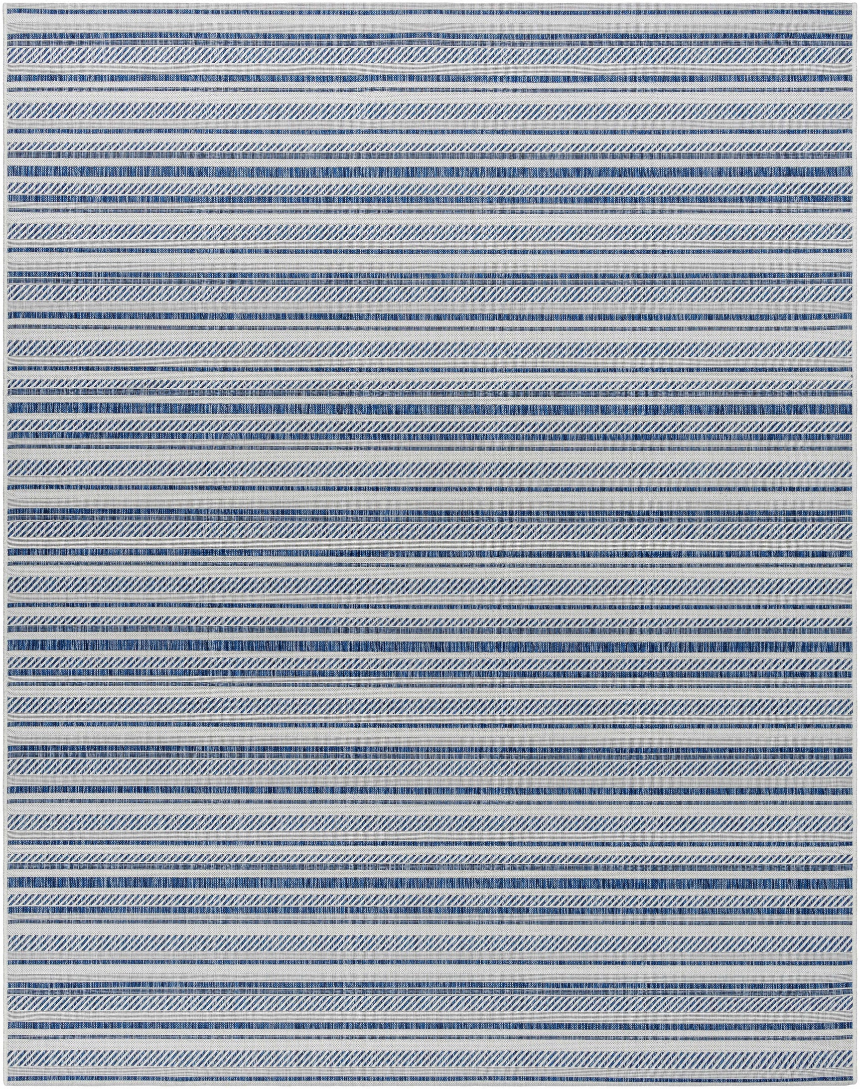Olin White&Blue Striped Nordic Outdoor Rug - Ornate Home