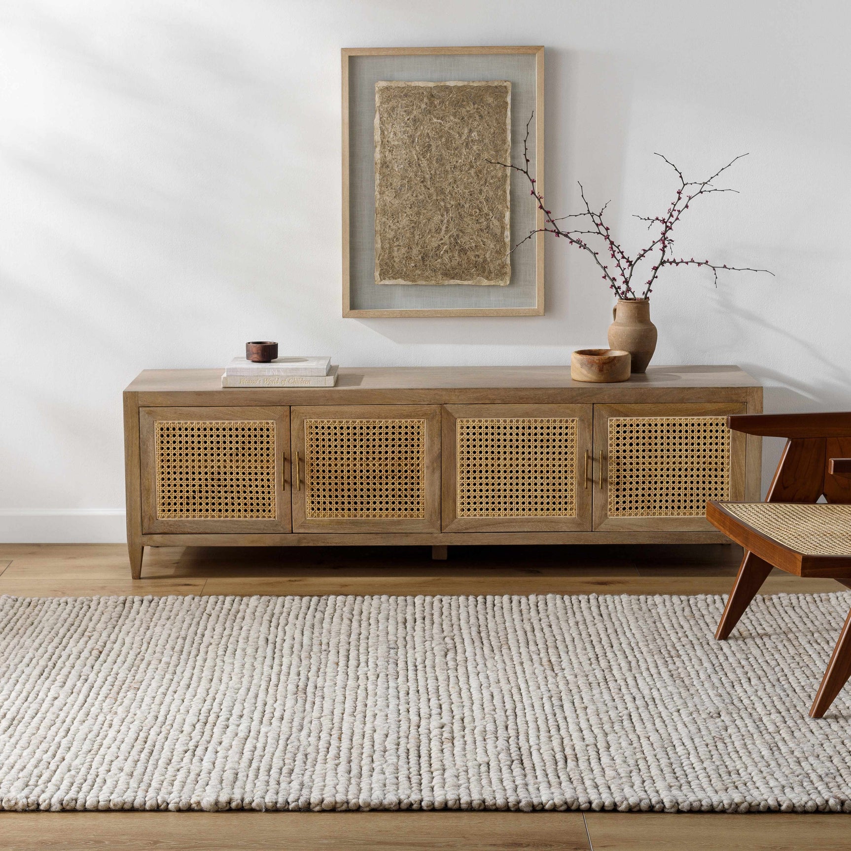 Olisa Cream Wool Area Rug - Ornate Home