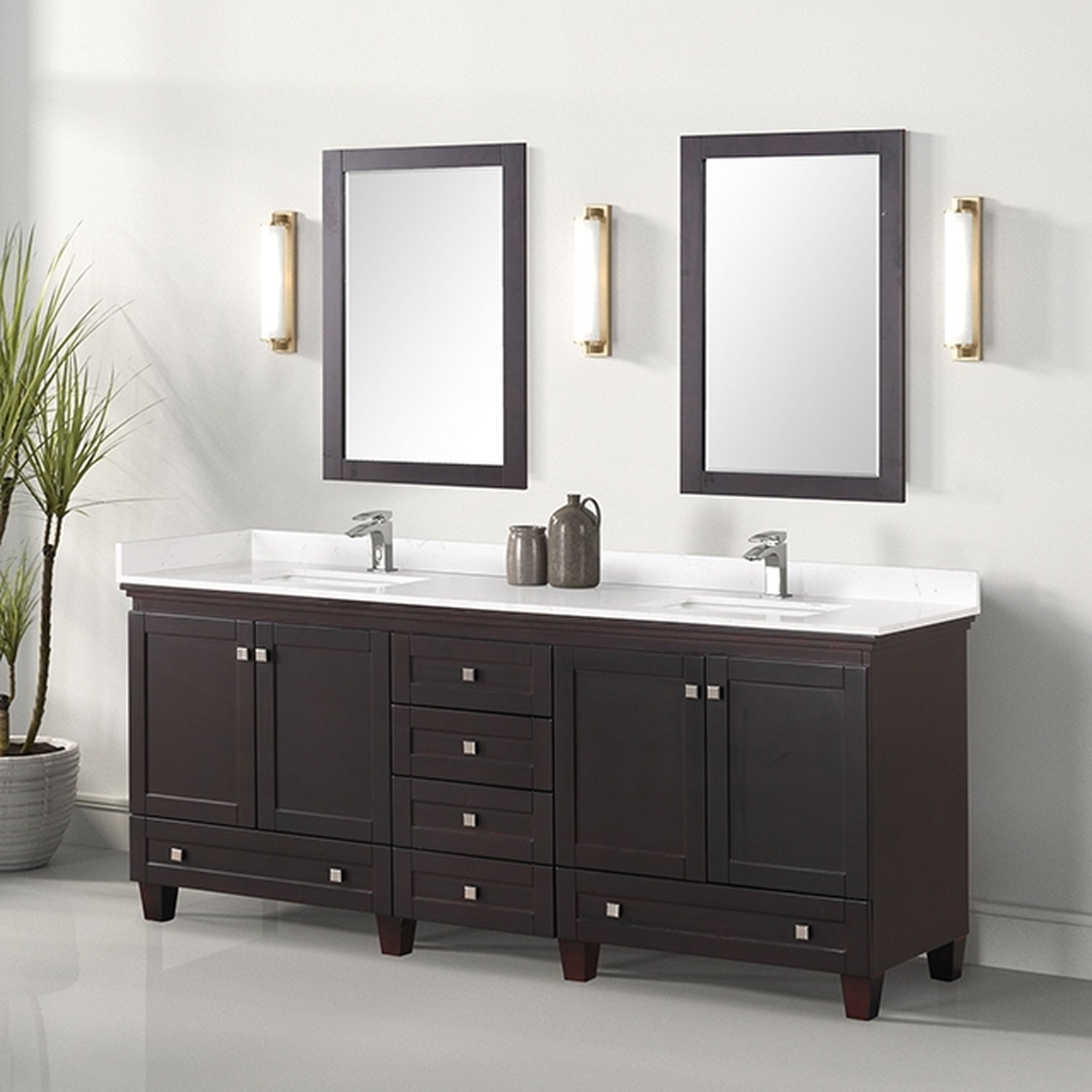 Oliva White/Espresso Vanity Set w/ Mirror - Ornate Home