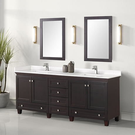 Oliva White/Espresso Vanity Set w/ Mirror - Ornate Home