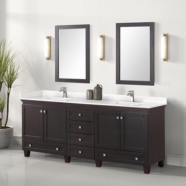 Oliva White/Espresso Vanity Set w/ Mirror - Ornate Home