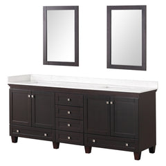 Oliva White/Espresso Vanity Set w/ Mirror - Ornate Home