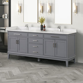 Oliva White/Gray Vanity Set - Ornate Home