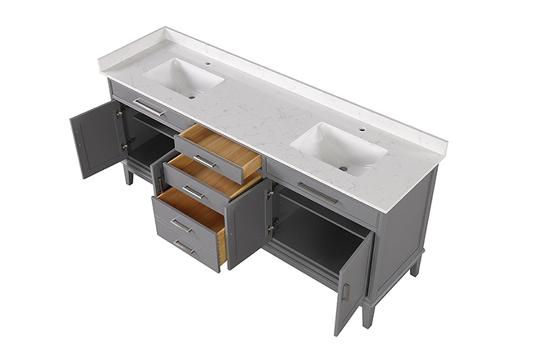Oliva White/Gray Vanity Set - Ornate Home