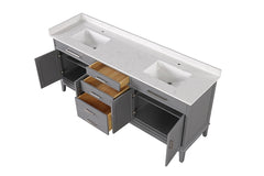 Oliva White/Gray Vanity Set - Ornate Home