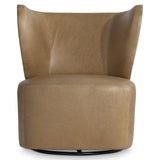 Oliver Brown Leather Swivel Chair - Ornate Home