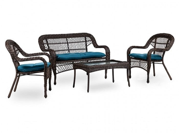 Oliveri Brown/Dark Teal Conversation Set 4 Piece - Ornate Home