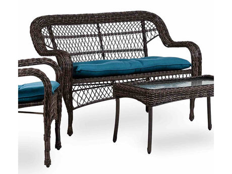 Oliveri Brown/Dark Teal Wicker Loveseat (9/Stack) - Ornate Home