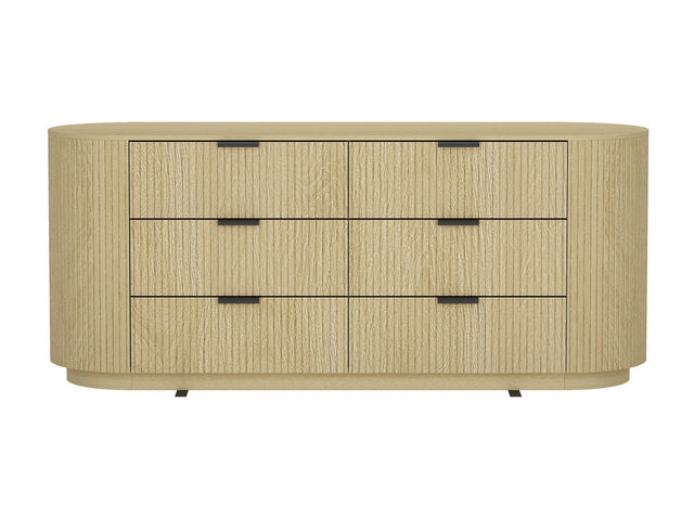 Olivia 71.3" Double Dresser in Natural Oak and Black - Ornate Home