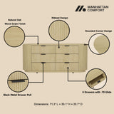 Olivia 71.3" Double Dresser in Natural Oak and Black - Ornate Home