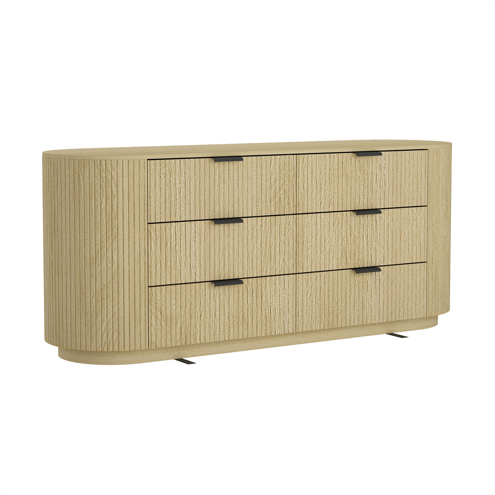 Olivia 71.3" Double Dresser in Natural Oak and Black - Ornate Home