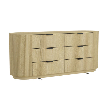 Olivia 71.3" Double Dresser in Natural Oak and Black - Ornate Home