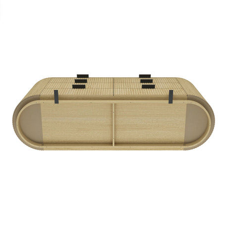 Olivia 71.3" Double Dresser in Natural Oak and Black - Ornate Home