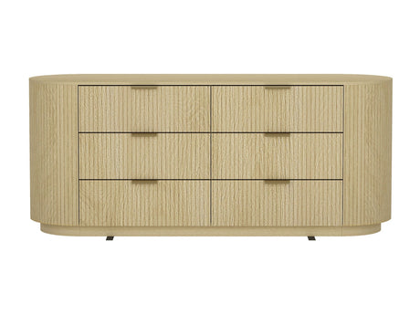 Olivia 71.3" Double Dresser in Natural Oak and Gold - Ornate Home