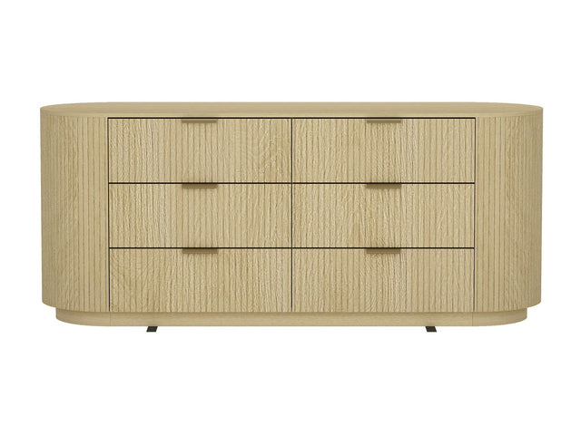 Olivia 71.3" Double Dresser in Natural Oak and Gold - Ornate Home
