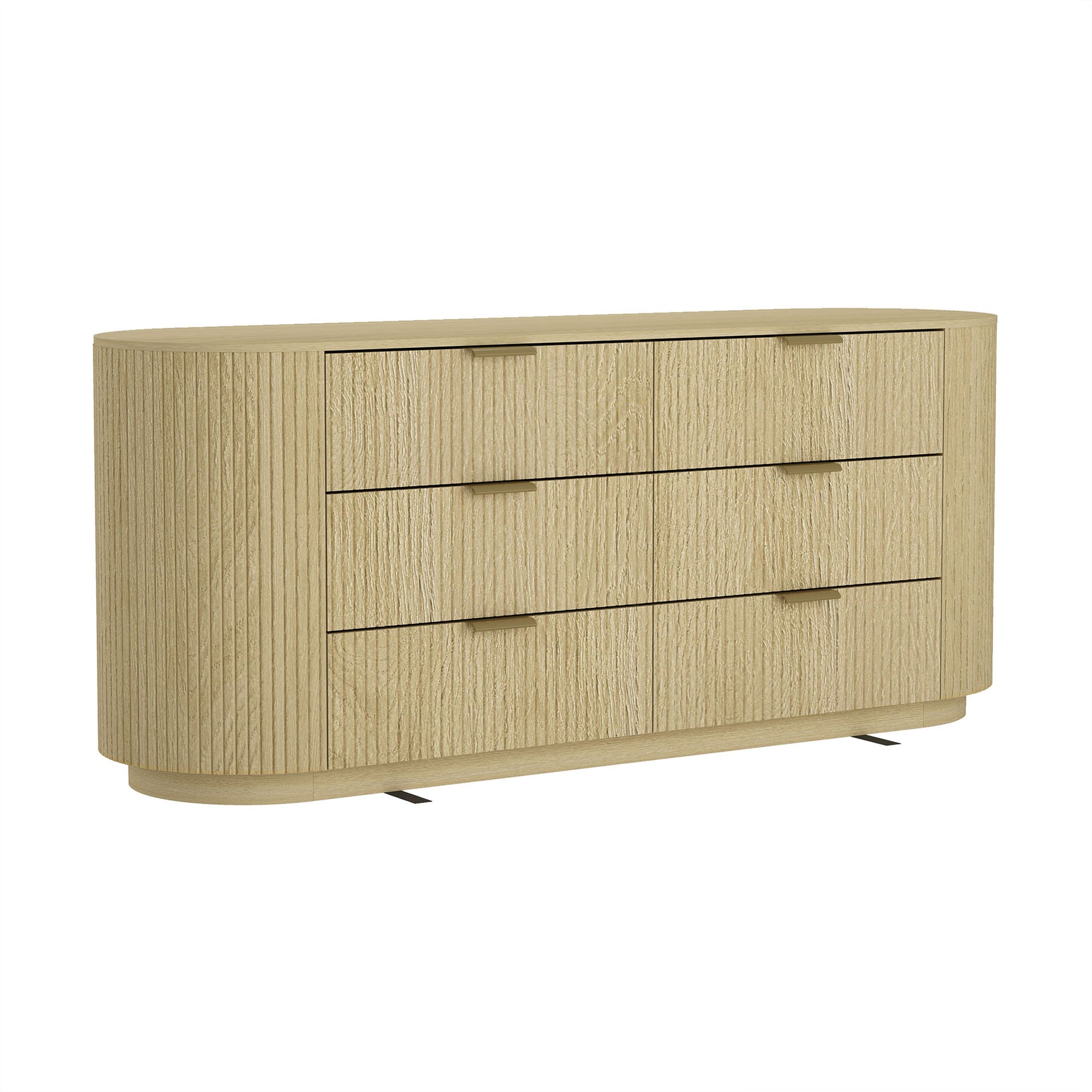 Olivia 71.3" Double Dresser in Natural Oak and Gold - Ornate Home