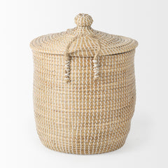 Olivia Beige Seagrass Basket with Lid and Handles (Set of 3) - Ornate Home