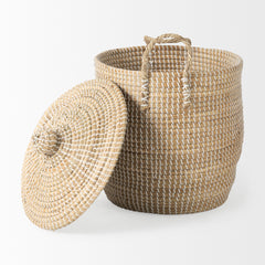 Olivia Beige Seagrass Basket with Lid and Handles (Set of 3) - Ornate Home