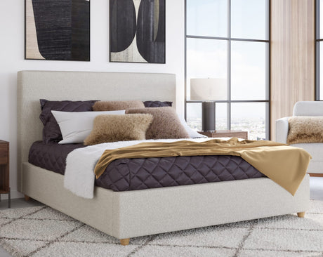 Olivia Ivory Queen Upholstered Platform Bed - Ornate Home