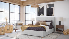 Olivia Linen King Upholstered Platform Bed - Ornate Home