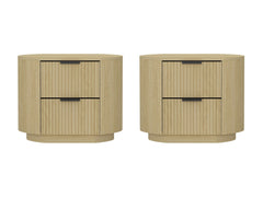Olivia Nightstand in Natural Oak and Black (set of 2) - Ornate Home