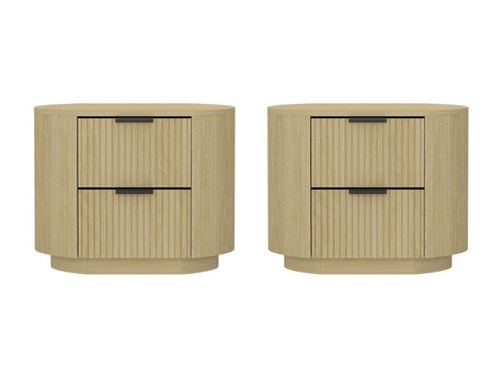 Olivia Nightstand in Natural Oak and Black (set of 2) - Ornate Home