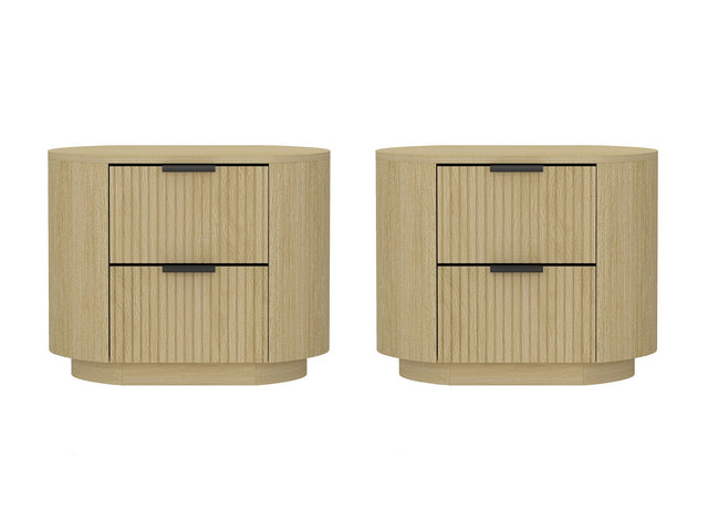 Olivia Nightstand in Natural Oak and Black (set of 2) - Ornate Home