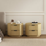 Olivia Nightstand in Natural Oak and Black (set of 2) - Ornate Home