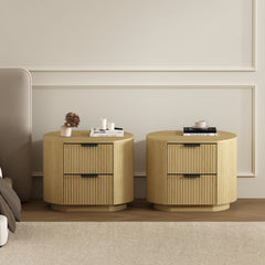 Olivia Nightstand in Natural Oak and Black (set of 2) - Ornate Home