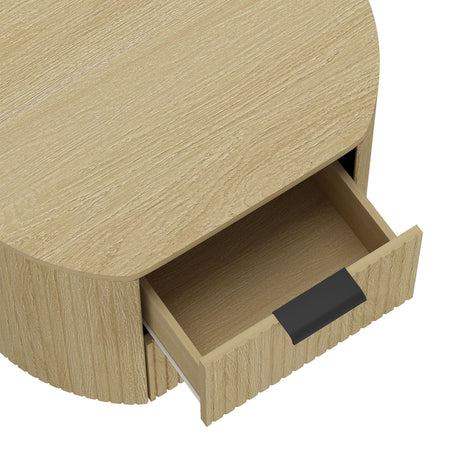 Olivia Nightstand in Natural Oak and Black (set of 2) - Ornate Home