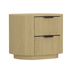 Olivia Nightstand in Natural Oak and Black (set of 2) - Ornate Home