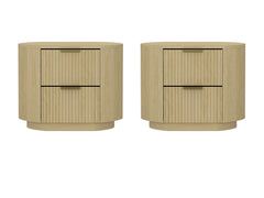 Olivia Nightstand in Natural Oak and Gold (set of 2) - Ornate Home
