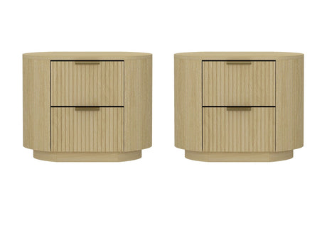 Olivia Nightstand in Natural Oak and Gold (set of 2) - Ornate Home