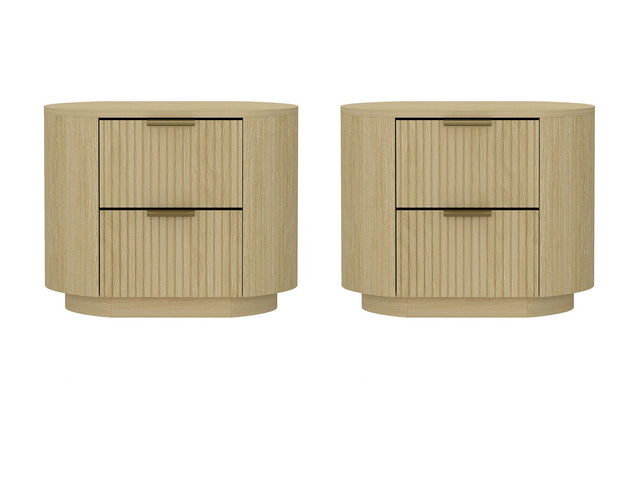 Olivia Nightstand in Natural Oak and Gold (set of 2) - Ornate Home