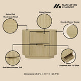 Olivia Nightstand in Natural Oak and Gold (set of 2) - Ornate Home