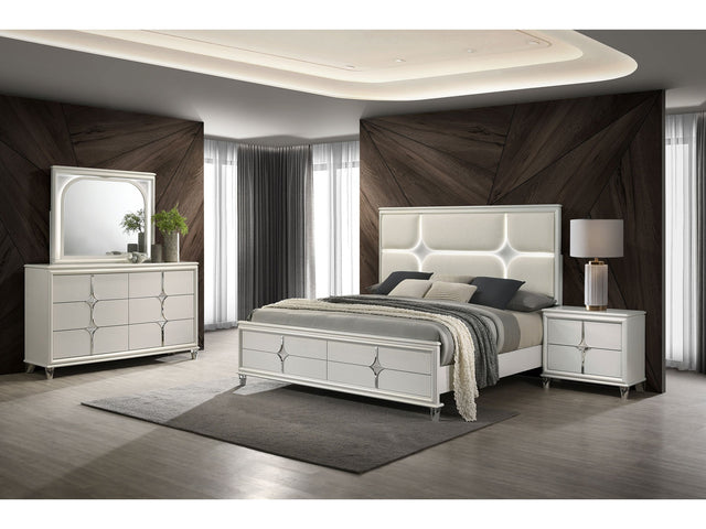 Olivia Pearl White 4-piece Queen Bedroom Set - Ornate Home