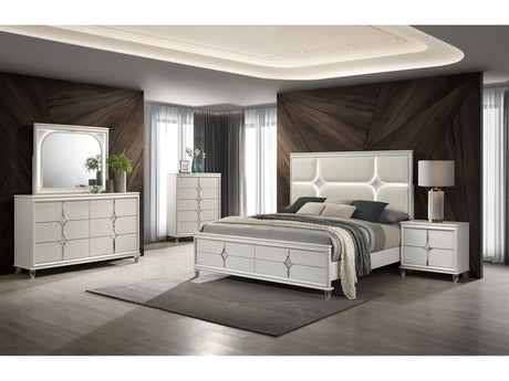 Olivia Pearl White 5-piece Eastern King Bedroom Set - Ornate Home