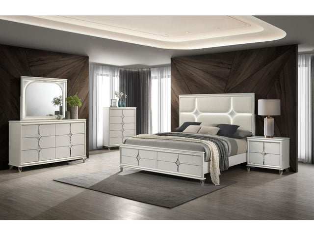 Olivia Pearl White 5-piece Queen Bedroom Set - Ornate Home