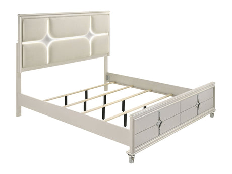Olivia Pearl White Eastern King Panel Bed - Ornate Home