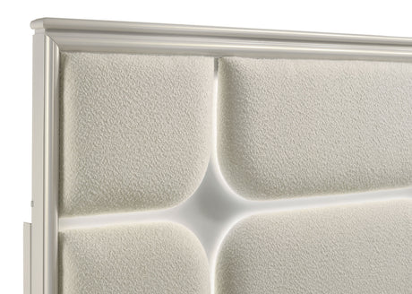 Olivia Pearl White Queen Panel Bed - Ornate Home